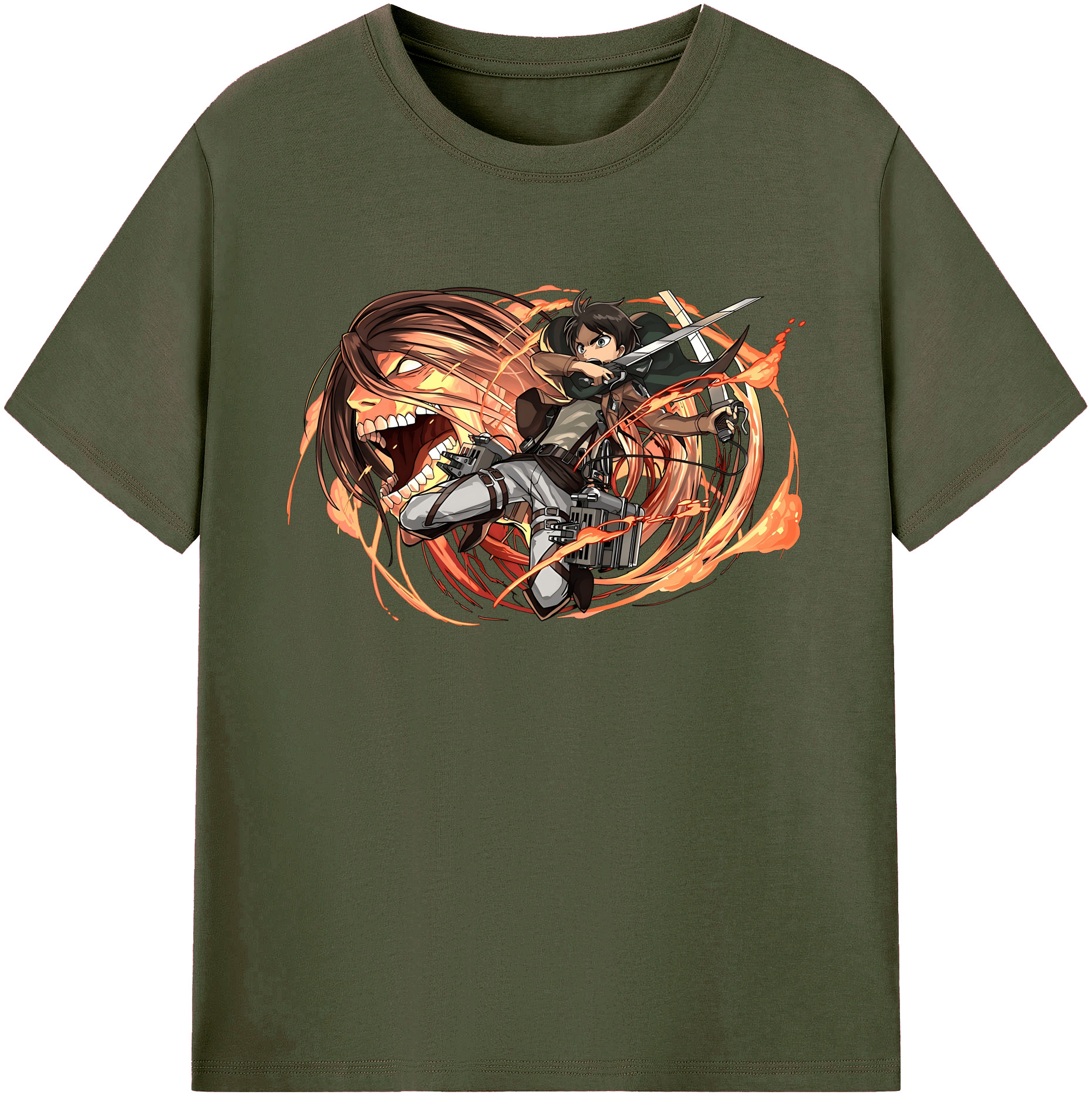 （画像用） 進撃の巨人 エレン･イェーガー Attack on Titan Eren Jäger 綿100％ メンズ半袖Tシャツ｜肌触りやわらか＆通気性